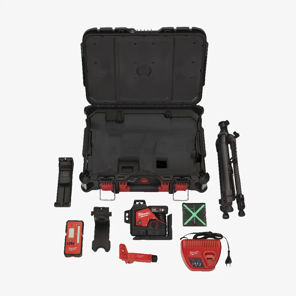 Нівелір лазерний 3D акумуляторний MILWAUKEE, M12 3PLKIT-401P (+зарядний пристрій, 1 акум.Х4Аг, кейс PACKOUT) 
