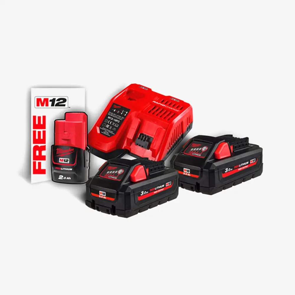 [4933471071] Енергокомплект MILWAUKEE, M18 HNRG-302 (+заряд.пристрій, 2 акум. M18 HB3(3Аг), 1 акум. M12 B2(2Аг) 